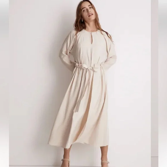 Madewell Tie-Front Paperbag Midi Dress - Picture 1 of 3